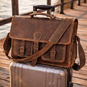 BLACK FRIDAY DEAL Leather Duffle Bag18 Inch Laptop Bag Travel Bag, Overnight…